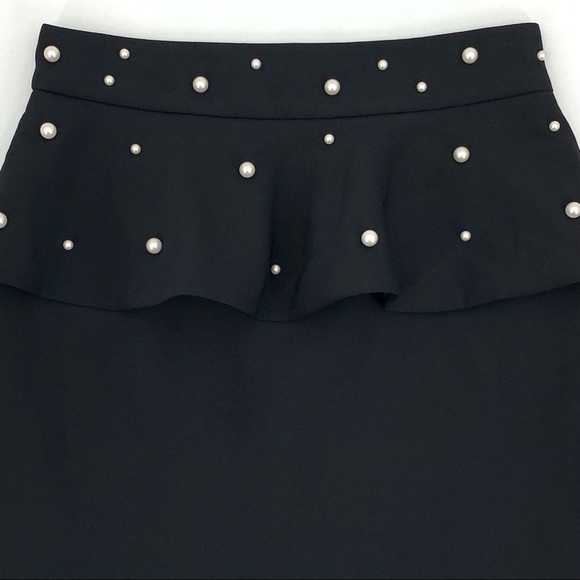 ZARA Black Peplum Faux Pearls Mini Skirt - Picture 3 of 10